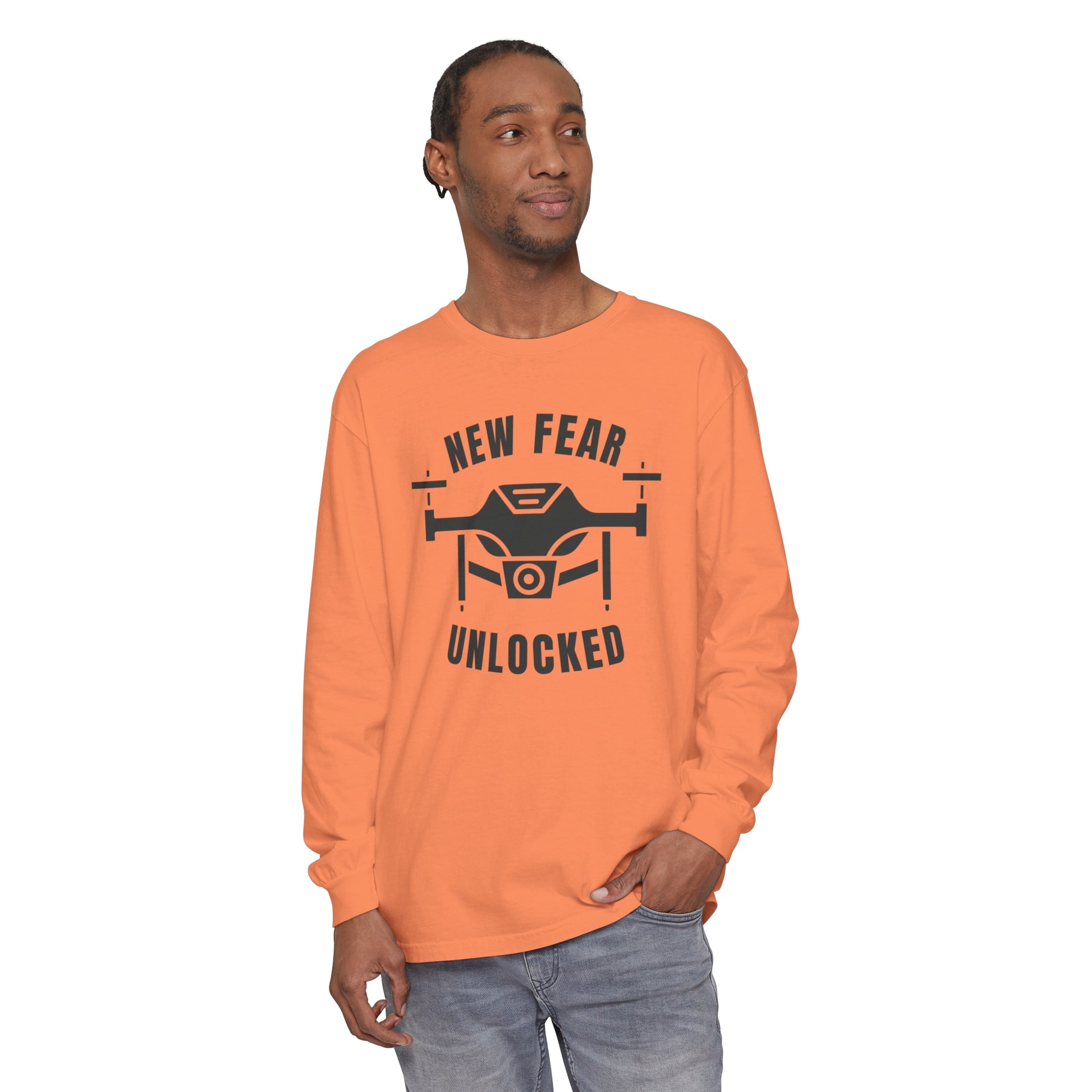 Comfort Colors Long Sleeve T-Shirt | Garment-Dyed Cotton & "New Fear Unlocked" Design - Joyful Moments Market