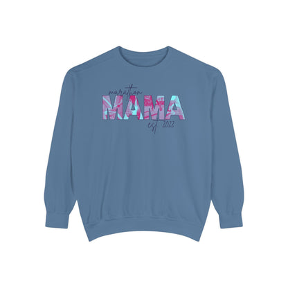 Customizable Comfort Colors Marathon Mama Sweatshirt | Personalized Gift for Runner Moms - Joyful Moments Market