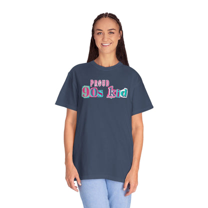 Proud 90s Kid Shirt | Vintage-Inspired Bold Pink & Blue Tee in Garment-Dyed Cotton - Joyful Moments Market