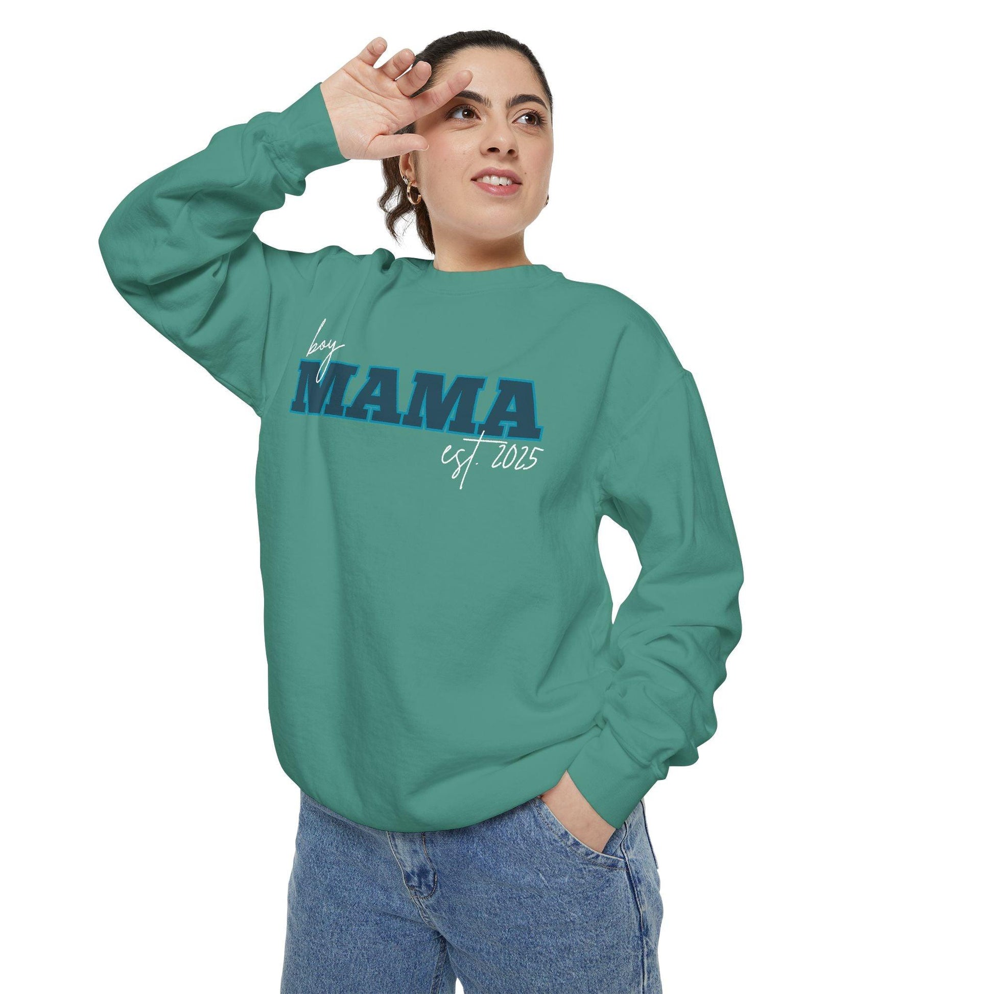 Customizable Comfort Colors Boy Mama Sweatshirt | Personalized Gift for Moms - Joyful Moments Market