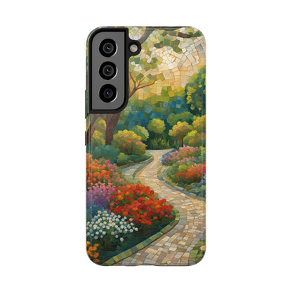 Mosaic Park Phone Case | Peaceful Path & Floral Design for iPhone & Samsung - Joyful Moments Market