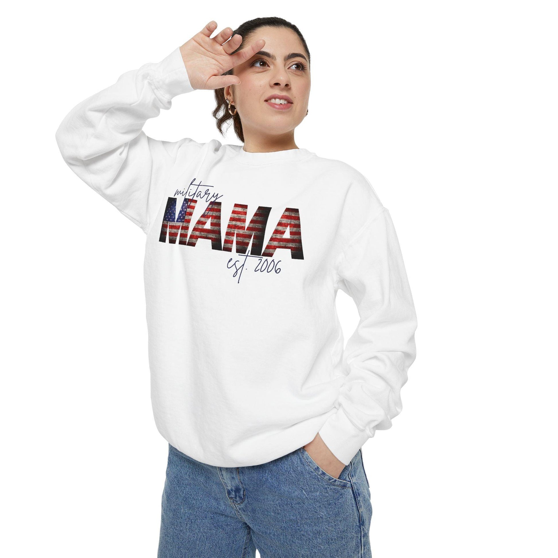 Customizable Comfort Colors Military Mama Sweatshirt | Patriotic Gift for Moms - Joyful Moments Market