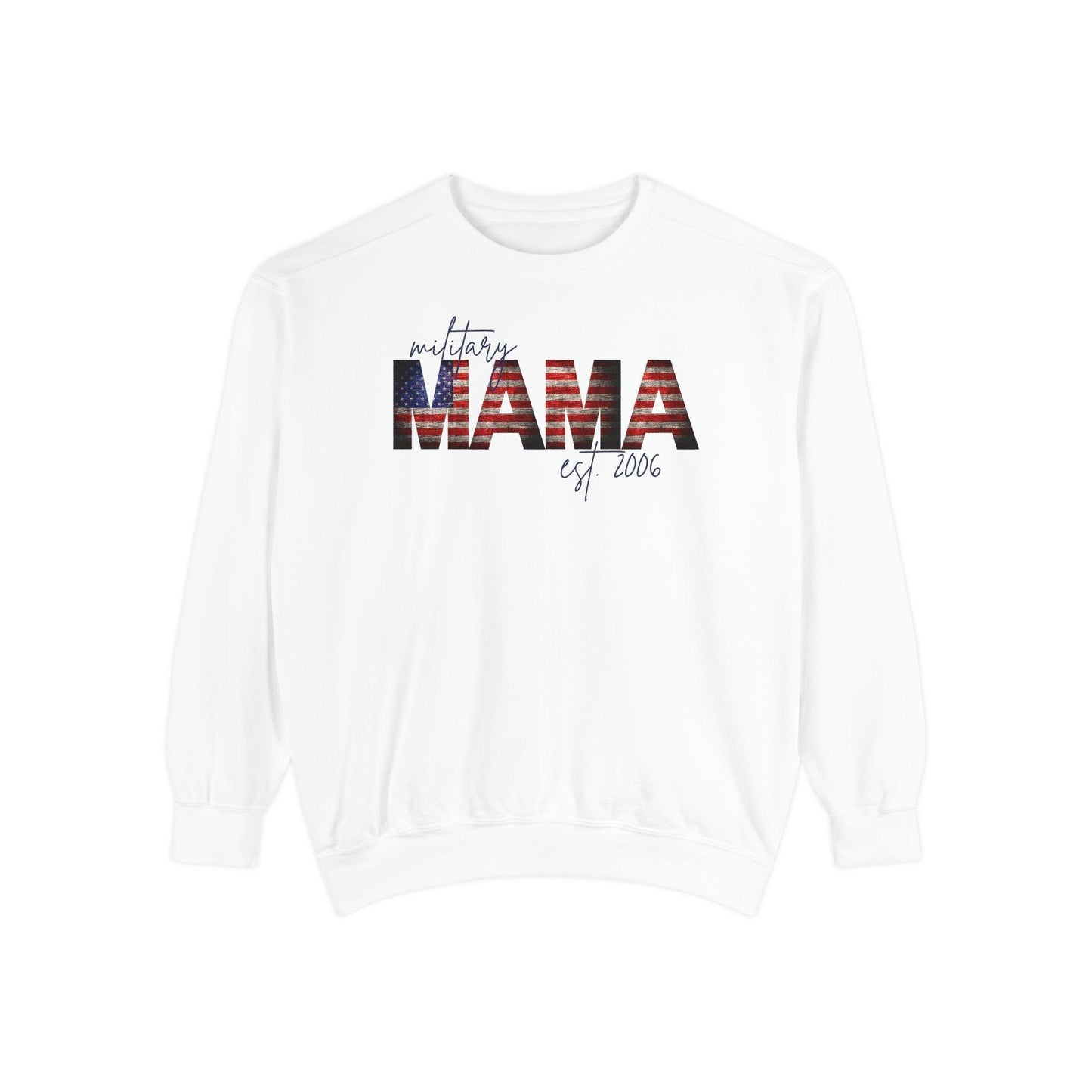 Customizable Comfort Colors Military Mama Sweatshirt | Patriotic Gift for Moms - Joyful Moments Market