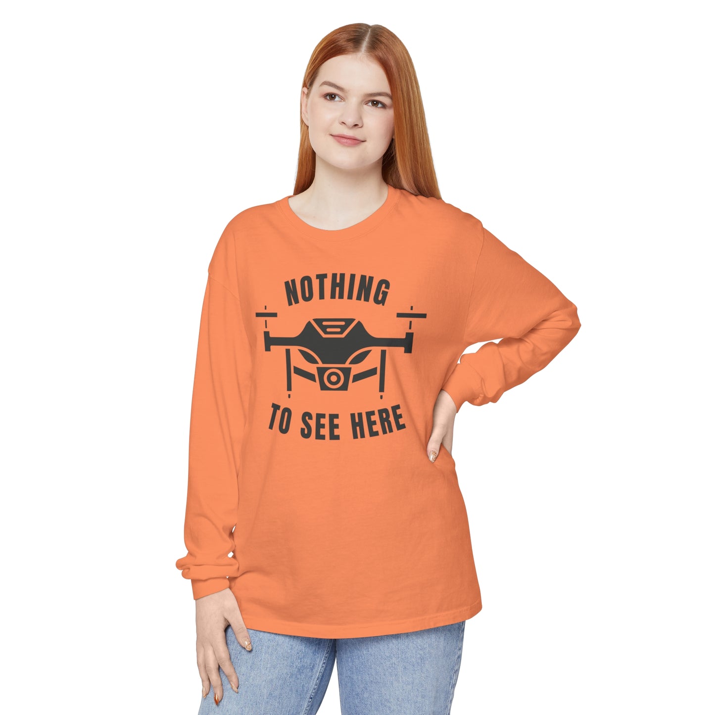 Comfort Colors Long Sleeve T-Shirt | Garment-Dyed Cotton & "Nothing to See Here" Design - Joyful Moments Market