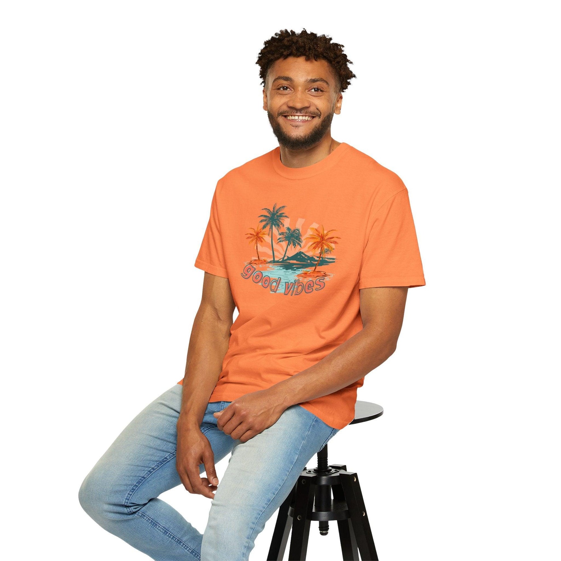 Comfort Colors Palm Sunrise Tee | Soft Garment-Dyed Cotton for Beach Vibes - Joyful Moments Market