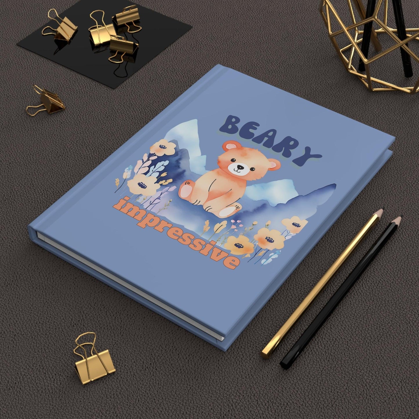 Watercolor Teddy Bear Journal | Dusty Blue Hardcover for Writing and Creativity - Joyful Moments Market