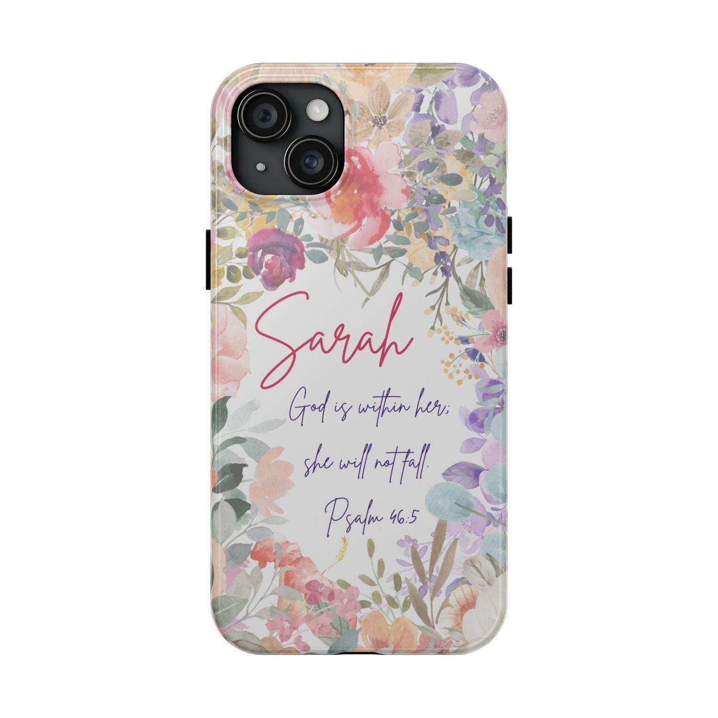 Personalized Floral Phone Cover with Bible Verse Psalm 46:5 - Joyful Moments Market