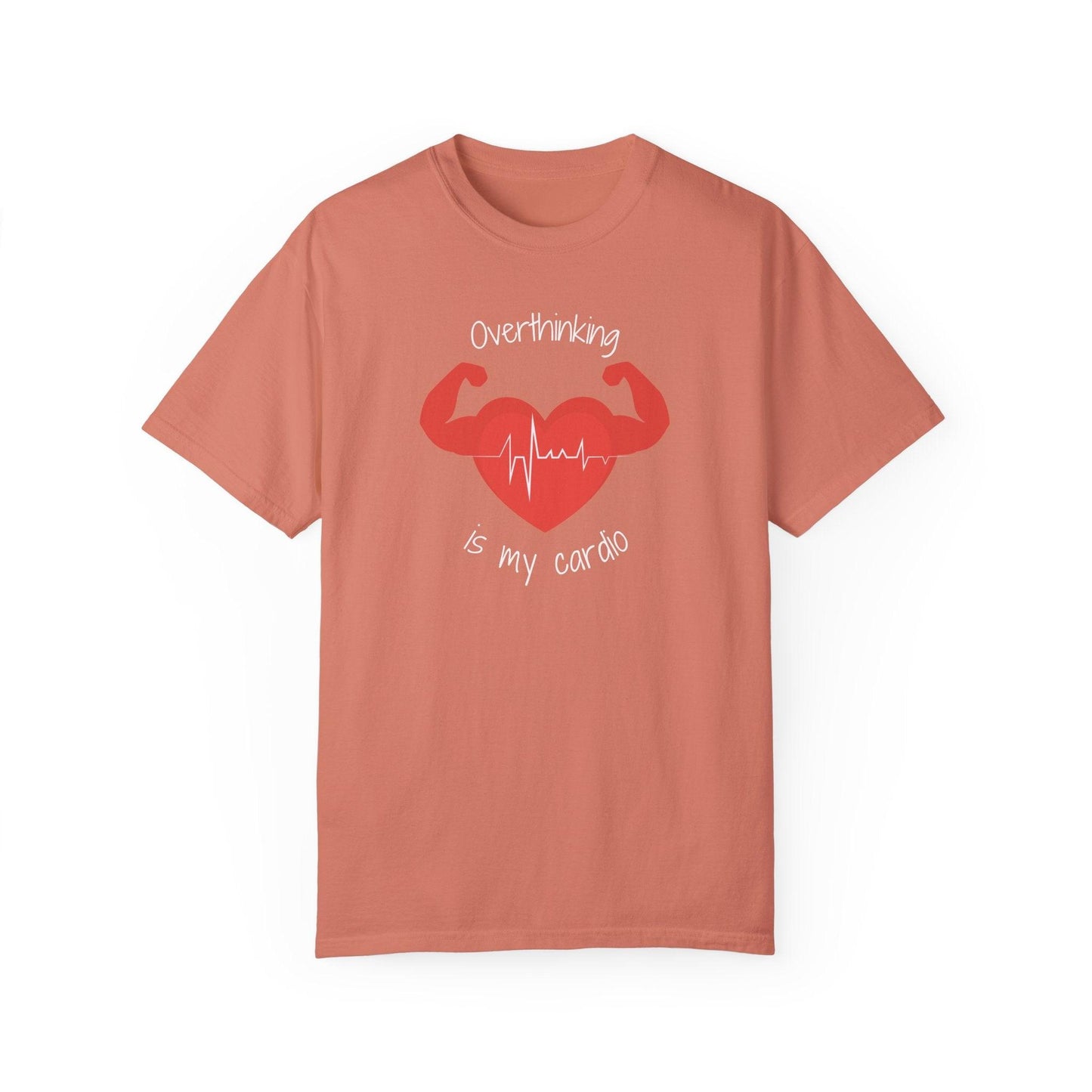 Comfort Colors Overthinking Tee | Soft Garment-Dyed Cotton with Quirky Heart Muscle Graphic - Joyful Moments Market