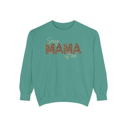 Customizable Comfort Colors Sassy Mama Sweatshirt | Leopard Print Gift for Moms - Joyful Moments Market