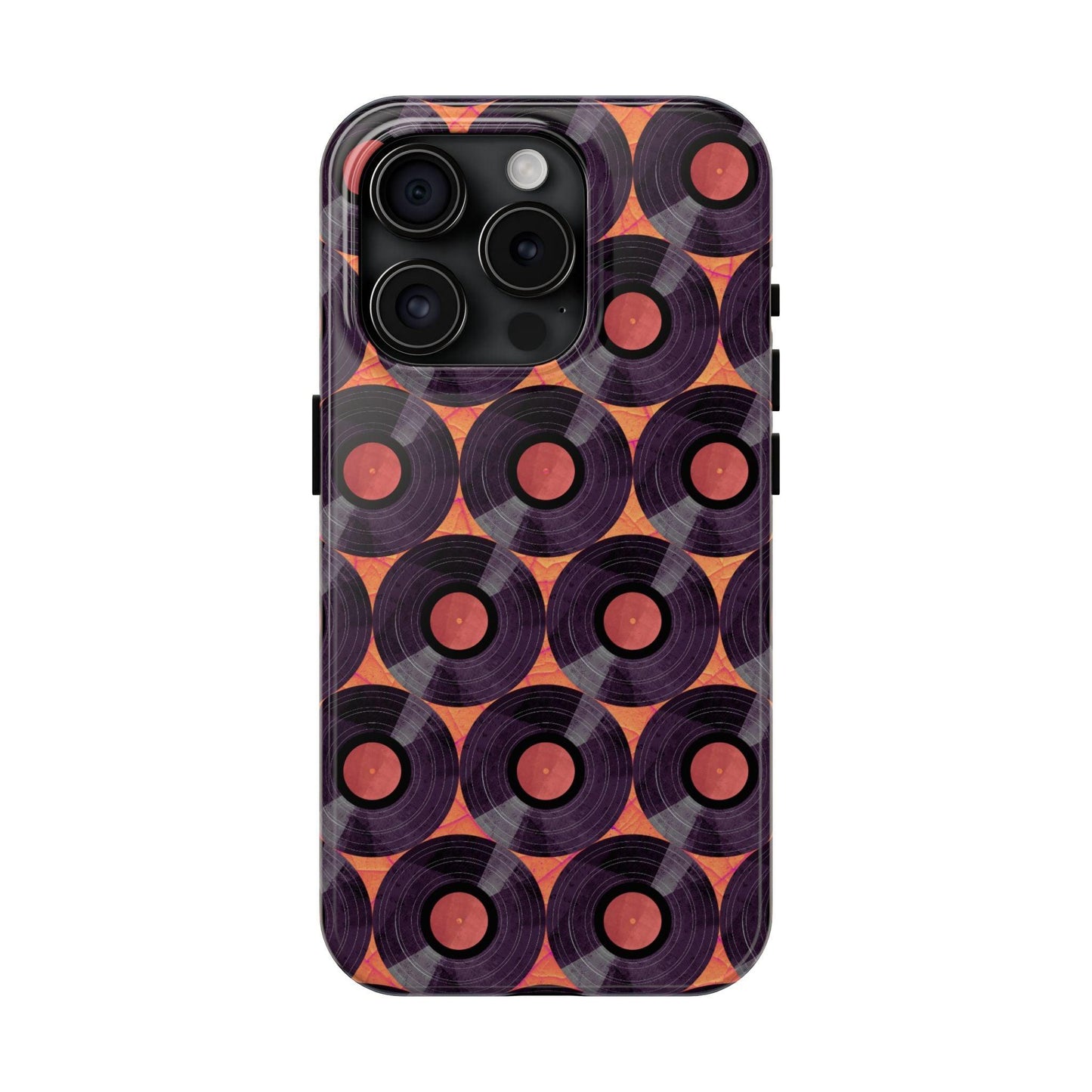 Vinyl Record Phone Case | Retro Red-Orange Design for iPhone & Samsung - Joyful Moments Market