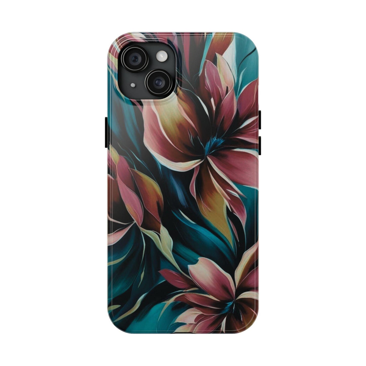 Floral Phone Case | Artistic Dark Purple & Green Design for iPhone & Samsung - Joyful Moments Market