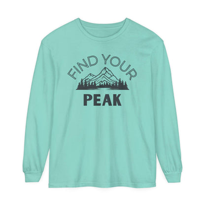 Comfort Colors Long Sleeve T-Shirt | Garment-Dyed Cotton with Inspiring Mountain Scene - Joyful Moments Market