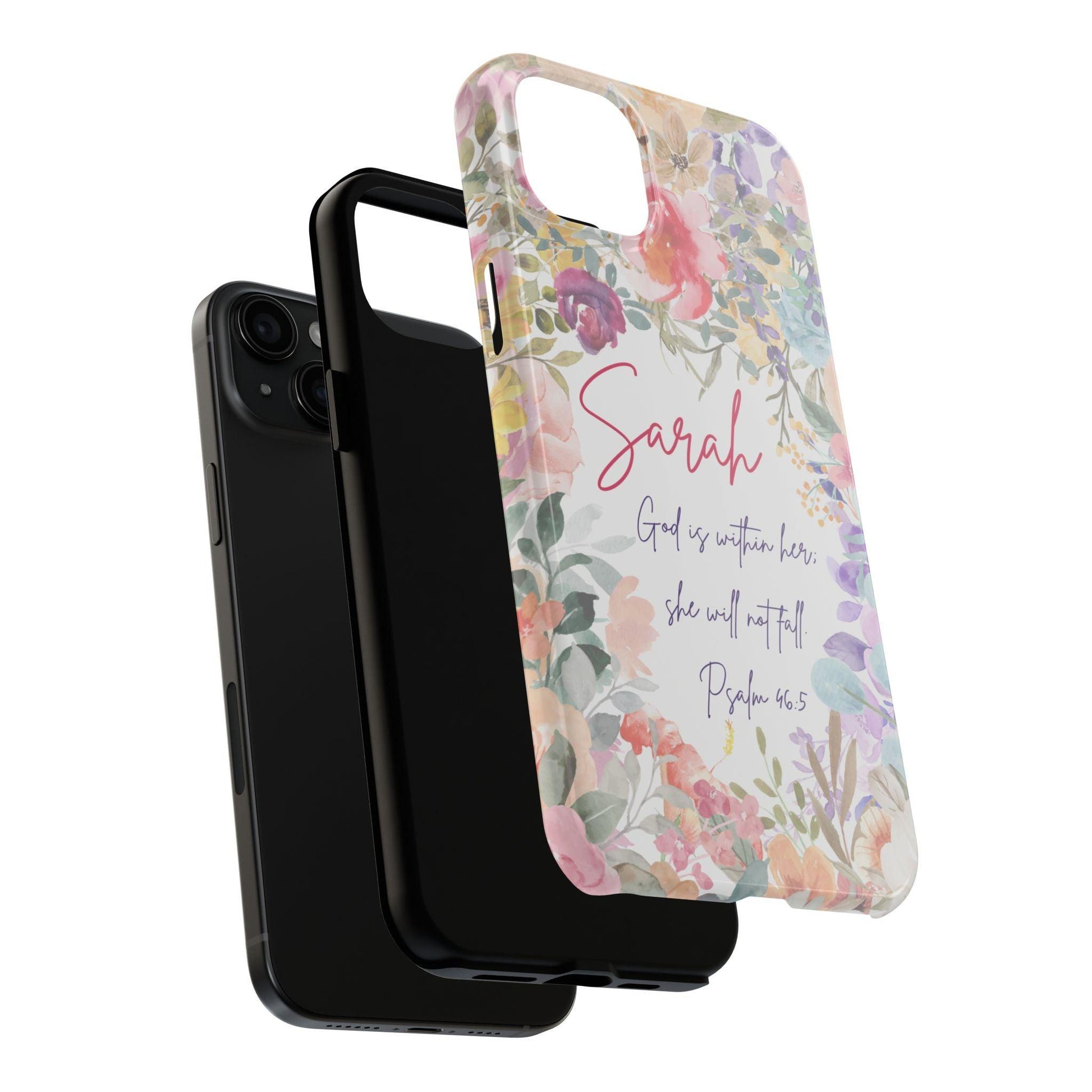 Personalized Floral Phone Cover with Bible Verse Psalm 46:5 - Joyful Moments Market