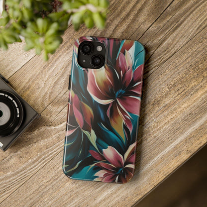 Floral Phone Case | Artistic Dark Purple & Green Design for iPhone & Samsung - Joyful Moments Market