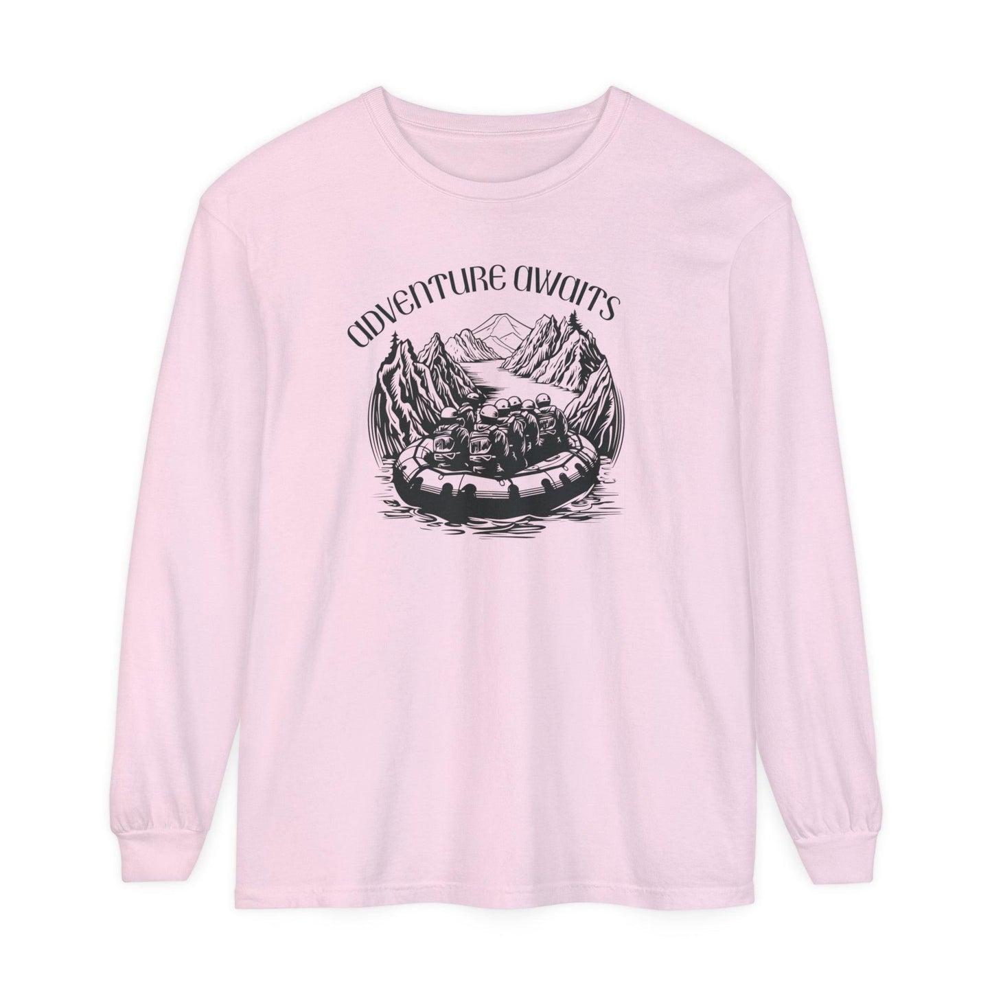 Comfort Colors Long Sleeve T-Shirt | Garment-Dyed Cotton with Bold White-Water Rafting Design - Joyful Moments Market