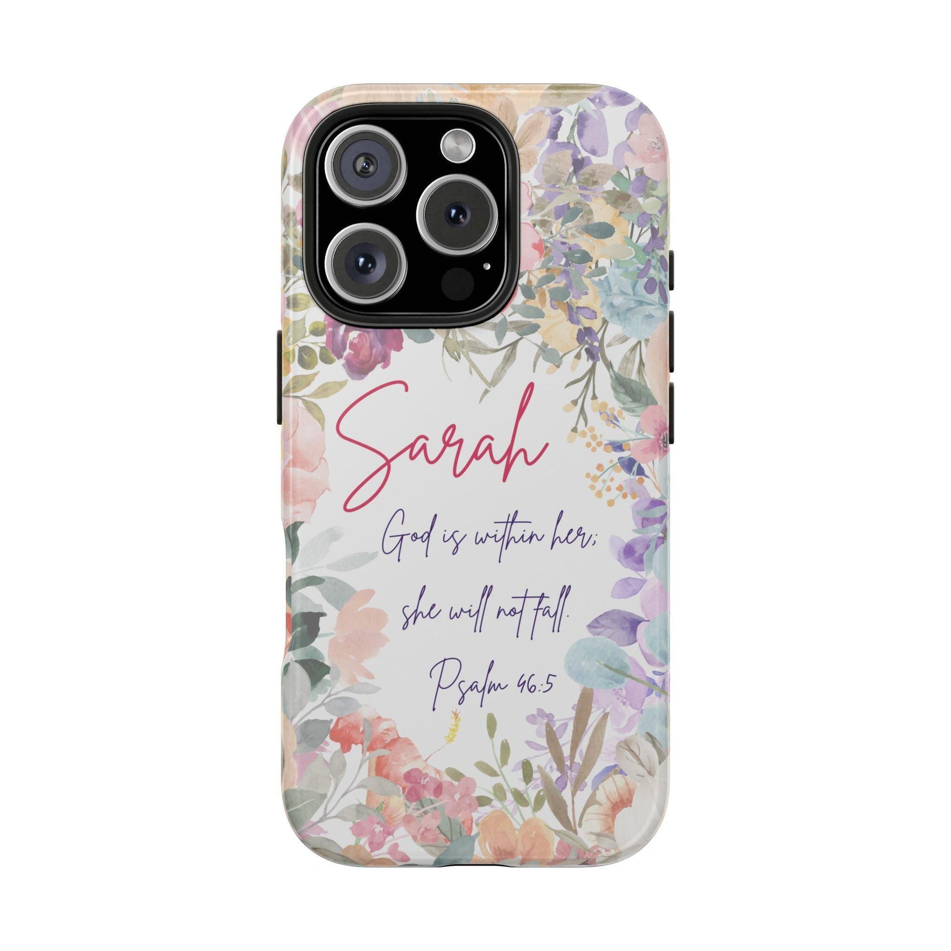 Personalized Floral Phone Cover with Bible Verse Psalm 46:5 - Joyful Moments Market