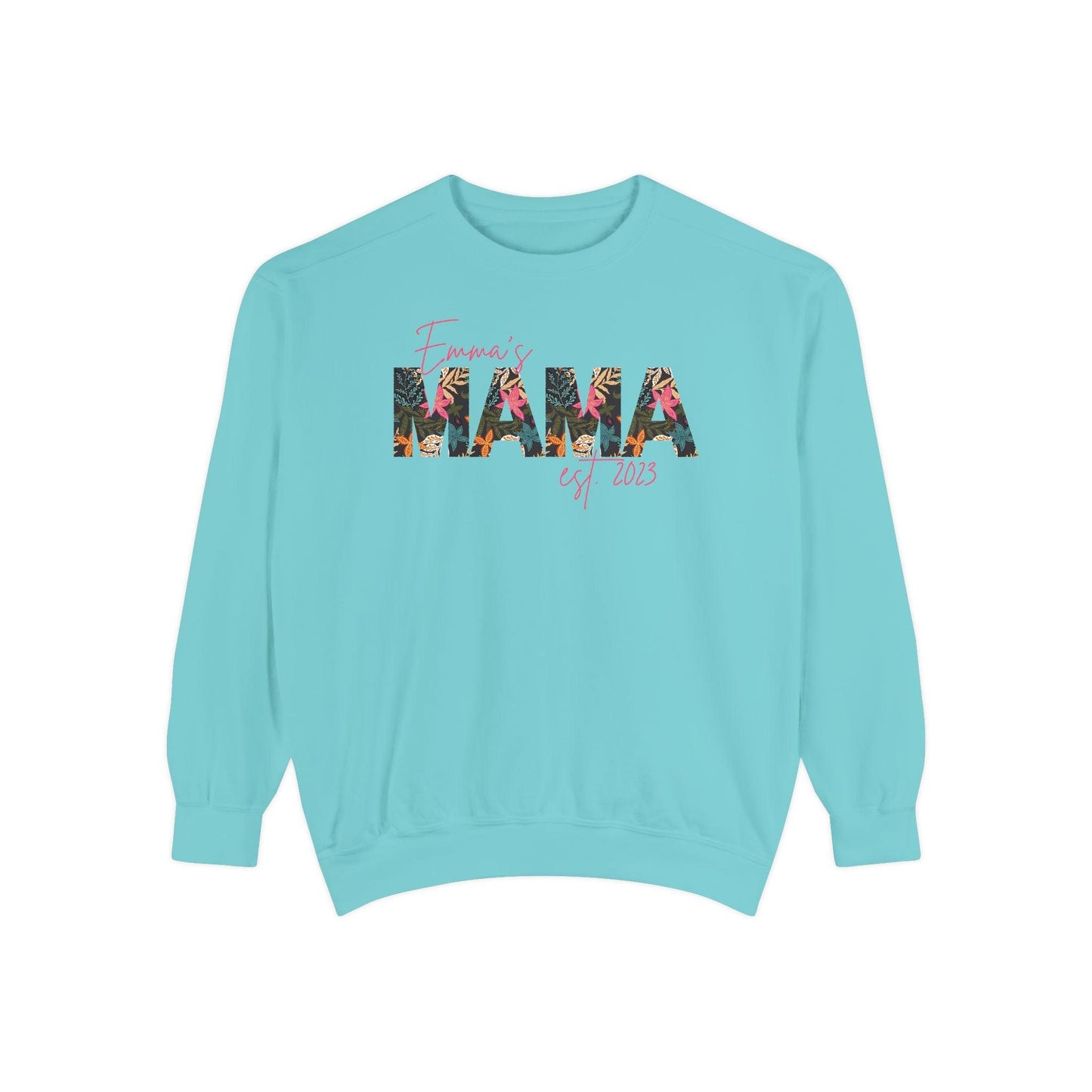 Customizable Comfort Colors Tropical Mama Sweatshirt | Personalized Gift for Beach-Loving Moms - Joyful Moments Market