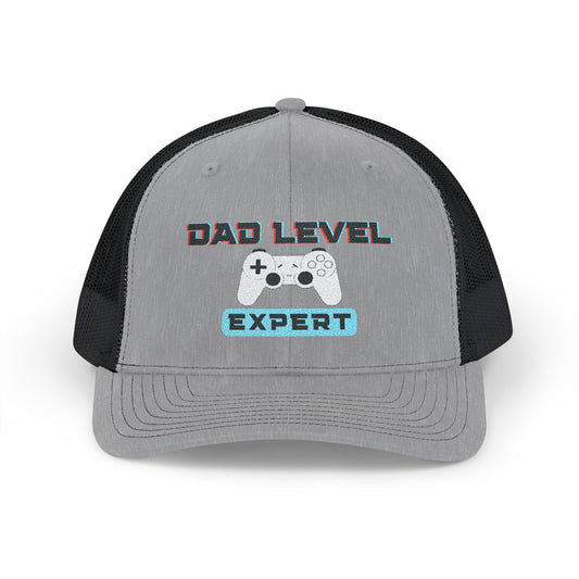 Dad Level: Expert Hat | Embroidered Playstation-Inspired Trucker Cap for Gamer Dads - Joyful Moments Market