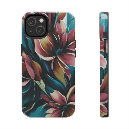 Floral Phone Case | Artistic Dark Purple & Green Design for iPhone & Samsung - Joyful Moments Market