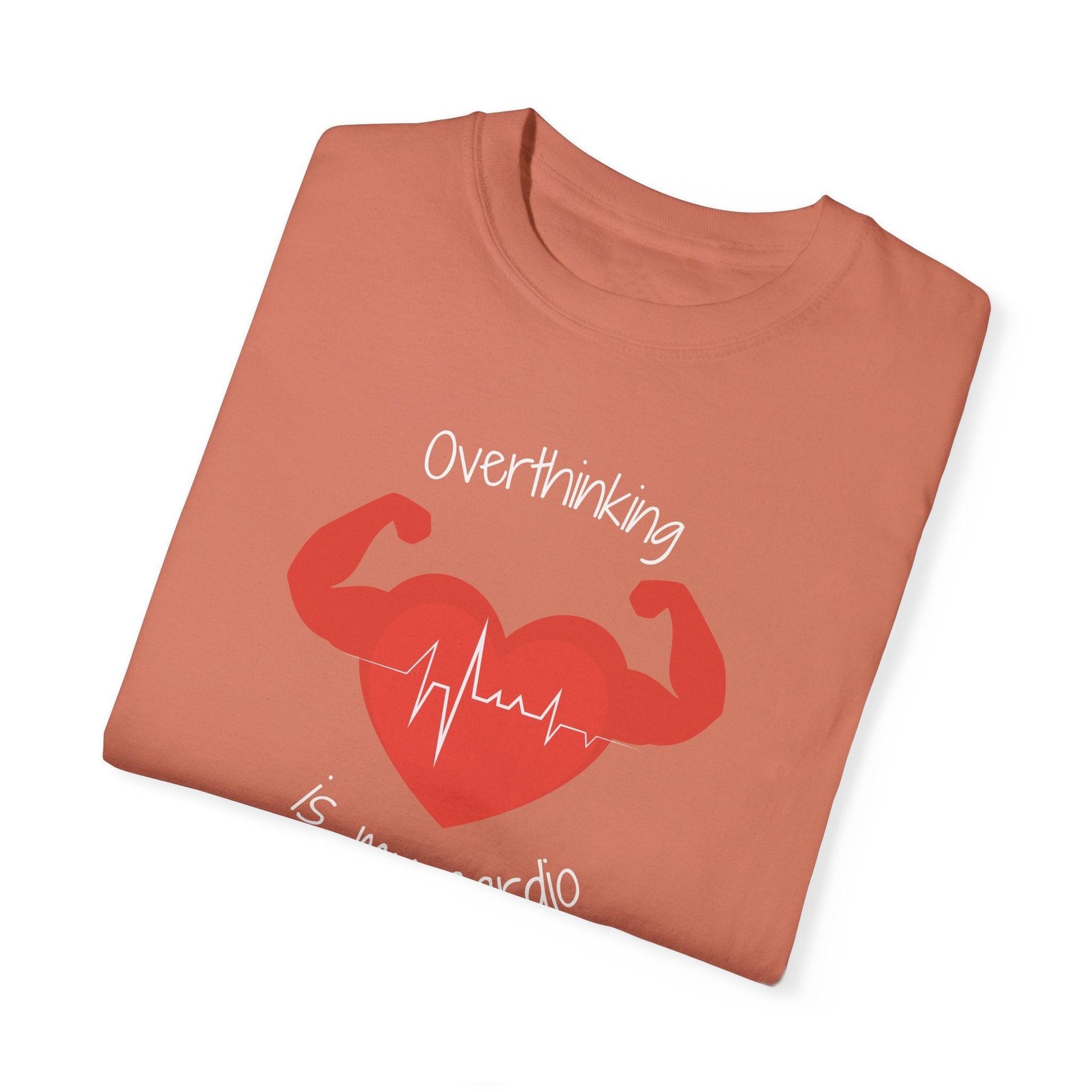 Comfort Colors Overthinking Tee | Soft Garment-Dyed Cotton with Quirky Heart Muscle Graphic - Joyful Moments Market