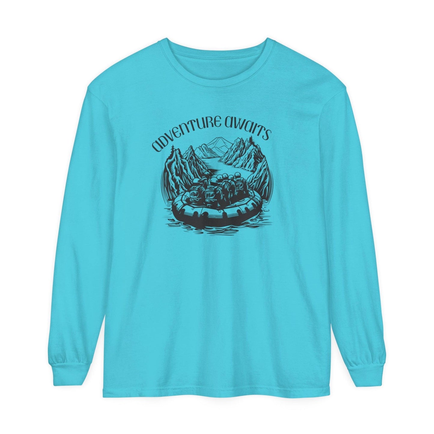 Comfort Colors Long Sleeve T-Shirt | Garment-Dyed Cotton with Bold White-Water Rafting Design - Joyful Moments Market