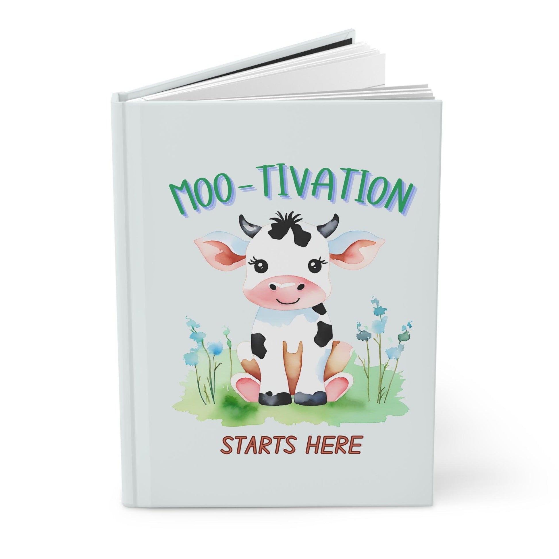 Moo-tivation Cow Journal | Light Blue Hardcover for Goals and Inspiration - Joyful Moments Market