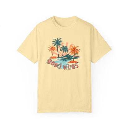 Comfort Colors Palm Sunrise Tee | Soft Garment-Dyed Cotton for Beach Vibes - Joyful Moments Market