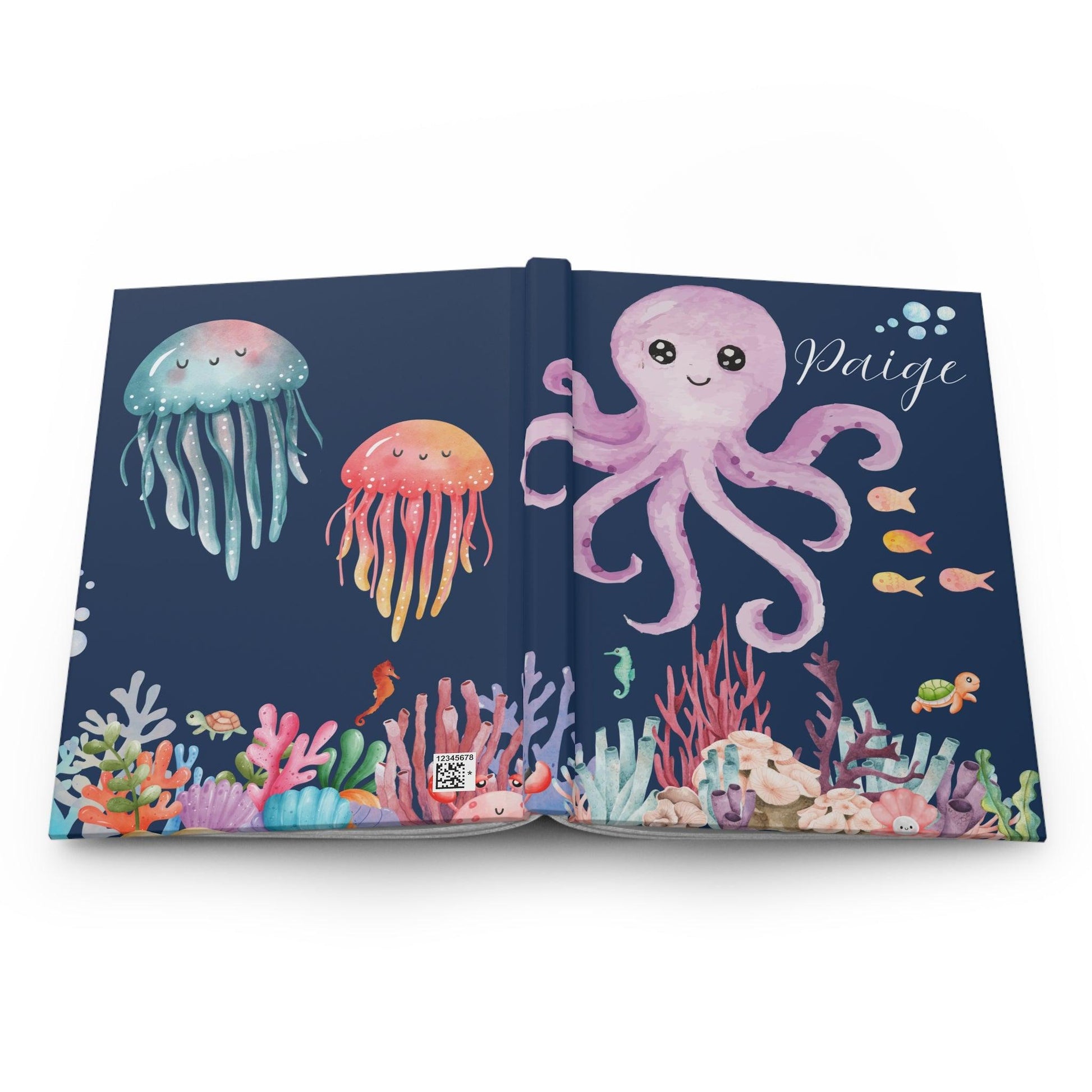 Personalized Under the Sea Journal | Watercolor Marine Life Design with Custom Name - Joyful Moments Market