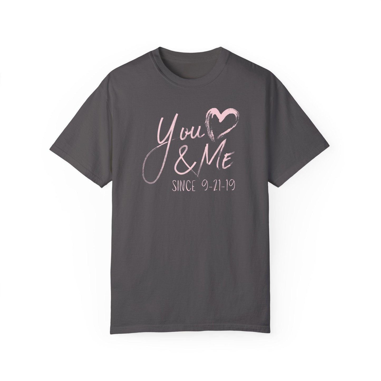 Comfort Colors Couples Tee | Personalized Brushstroke Heart Anniversary Gift - Joyful Moments Market