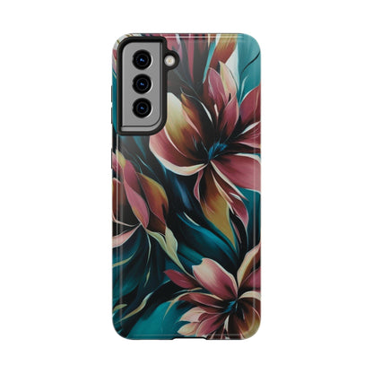 Floral Phone Case | Artistic Dark Purple & Green Design for iPhone & Samsung - Joyful Moments Market