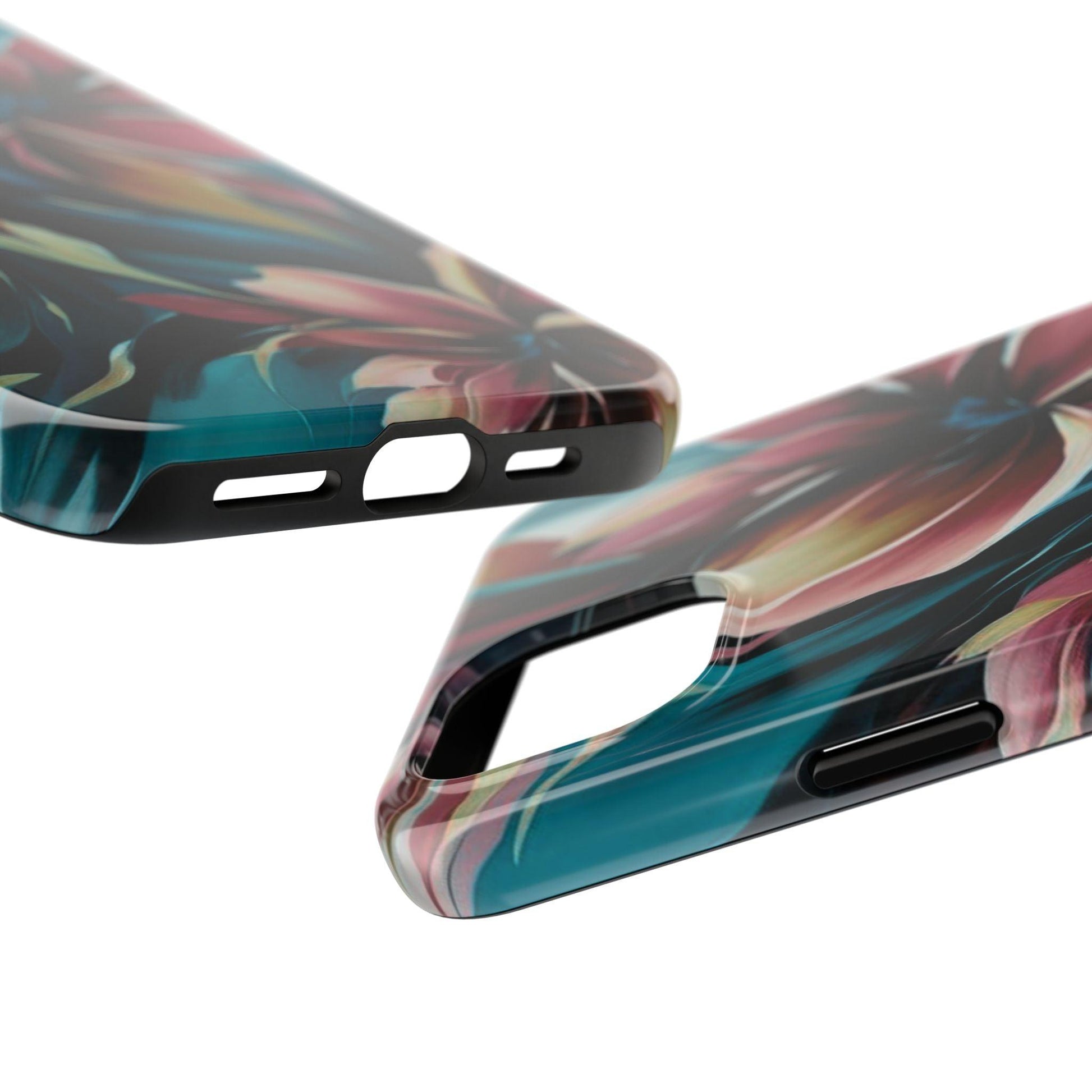 Floral Phone Case | Artistic Dark Purple & Green Design for iPhone & Samsung - Joyful Moments Market