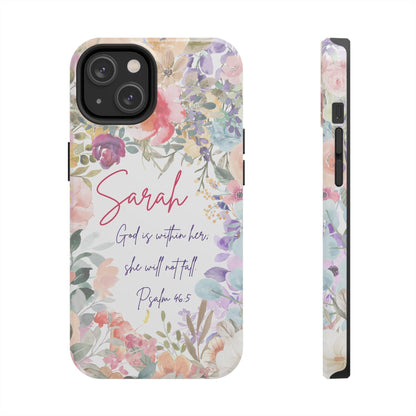 Personalized Floral Phone Cover with Bible Verse Psalm 46:5 - Joyful Moments Market