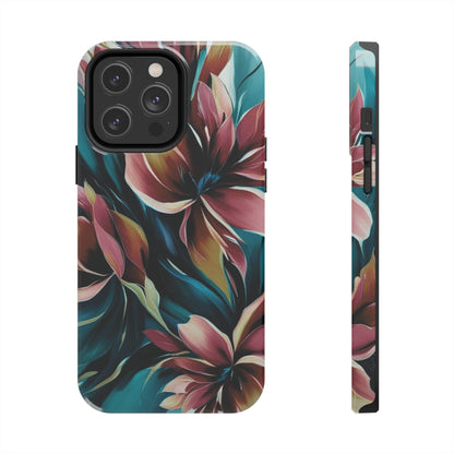 Floral Phone Case | Artistic Dark Purple & Green Design for iPhone & Samsung - Joyful Moments Market