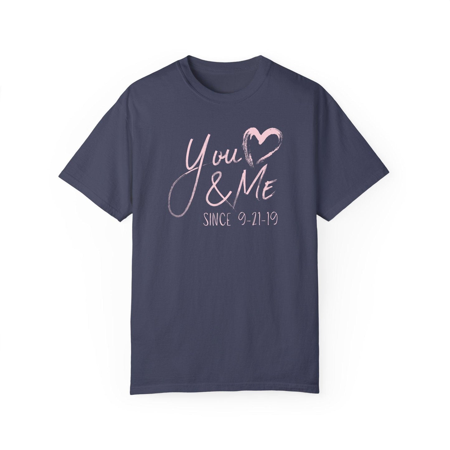 Comfort Colors Couples Tee | Personalized Brushstroke Heart Anniversary Gift - Joyful Moments Market