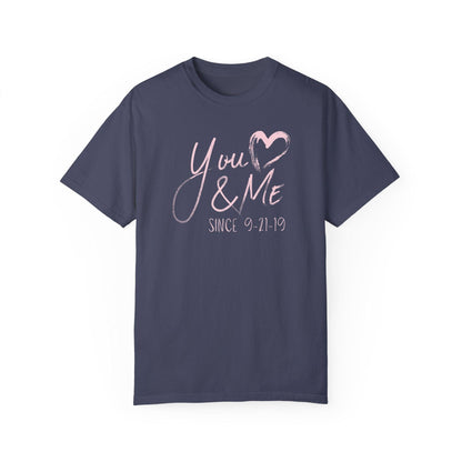 Comfort Colors Couples Tee | Personalized Brushstroke Heart Anniversary Gift - Joyful Moments Market