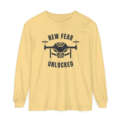 Comfort Colors Long Sleeve T-Shirt | Garment-Dyed Cotton & "New Fear Unlocked" Design - Joyful Moments Market