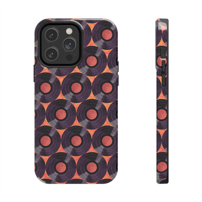 Vinyl Record Phone Case | Retro Red-Orange Design for iPhone & Samsung - Joyful Moments Market