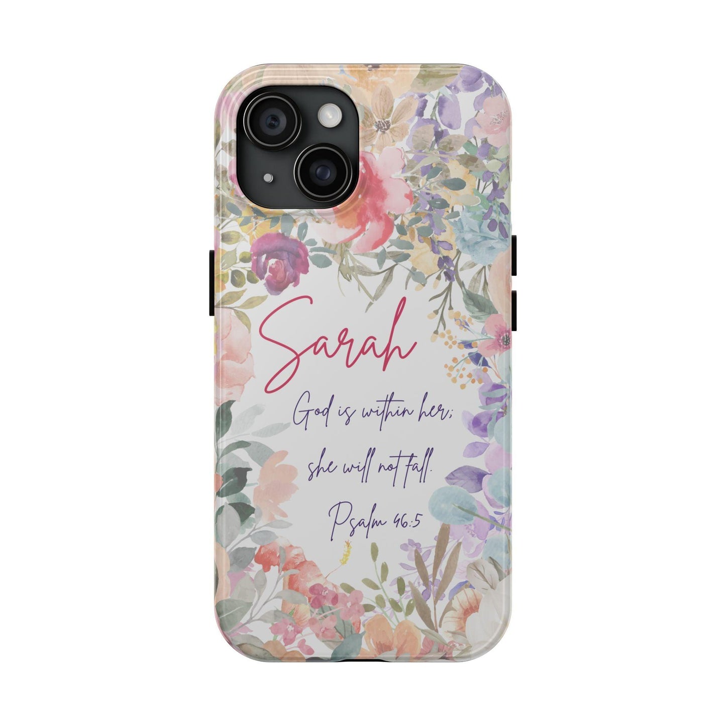 Personalized Floral Phone Cover with Bible Verse Psalm 46:5 - Joyful Moments Market