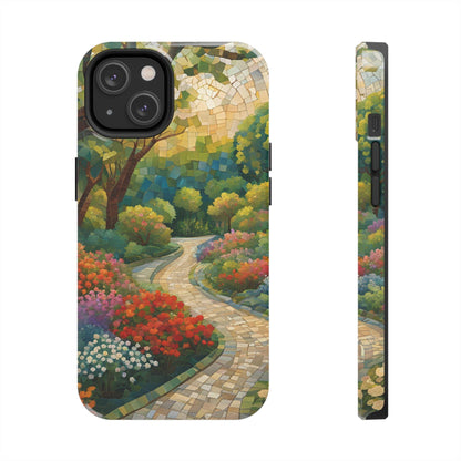 Mosaic Park Phone Case | Peaceful Path & Floral Design for iPhone & Samsung - Joyful Moments Market