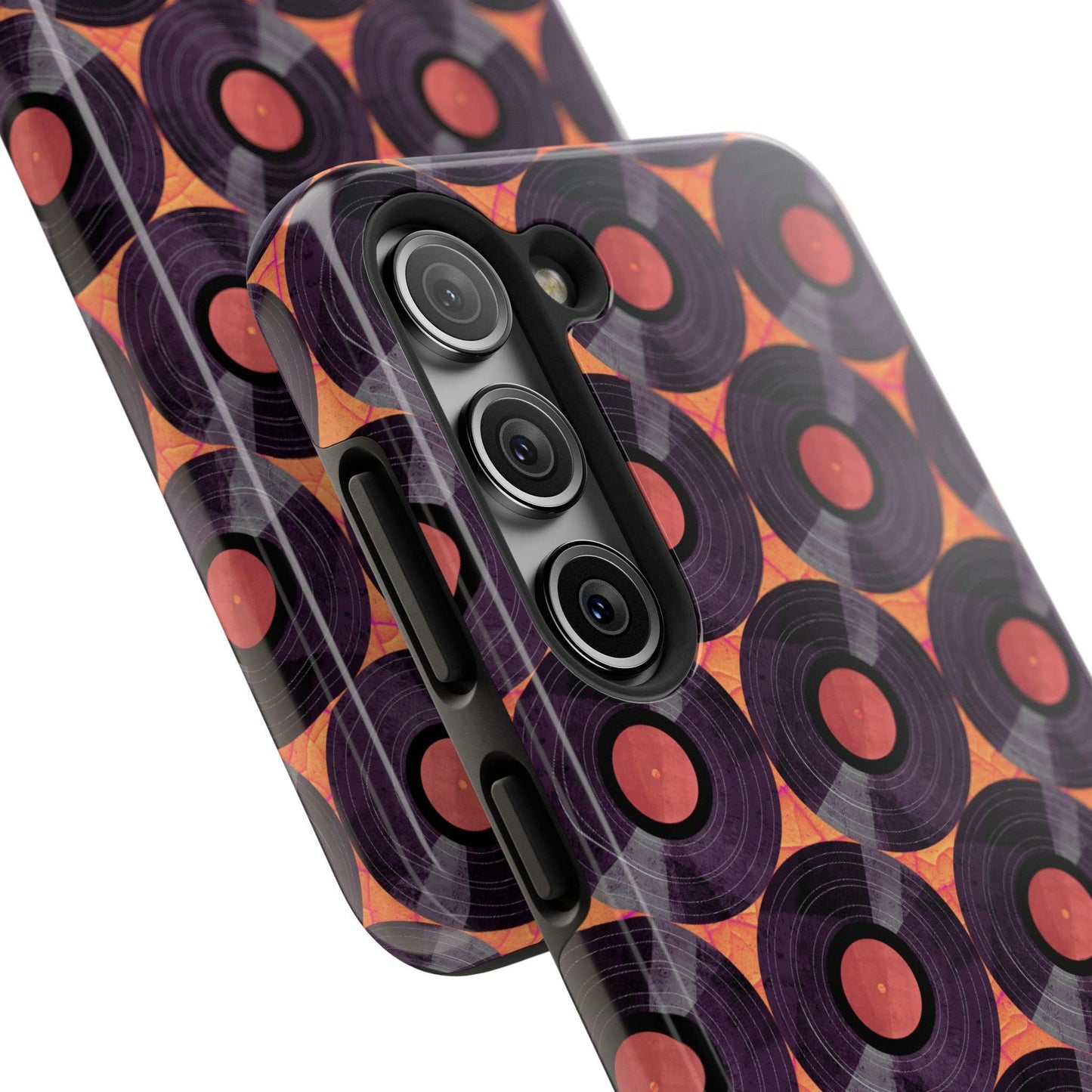 Vinyl Record Phone Case | Retro Red-Orange Design for iPhone & Samsung - Joyful Moments Market