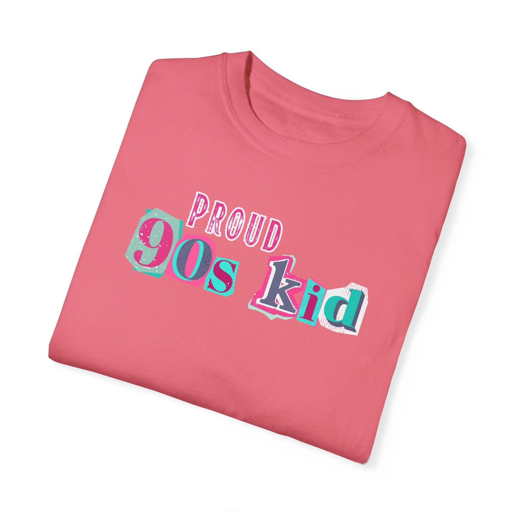 Proud 90s Kid Shirt | Vintage-Inspired Bold Pink & Blue Tee in Garment-Dyed Cotton - Joyful Moments Market