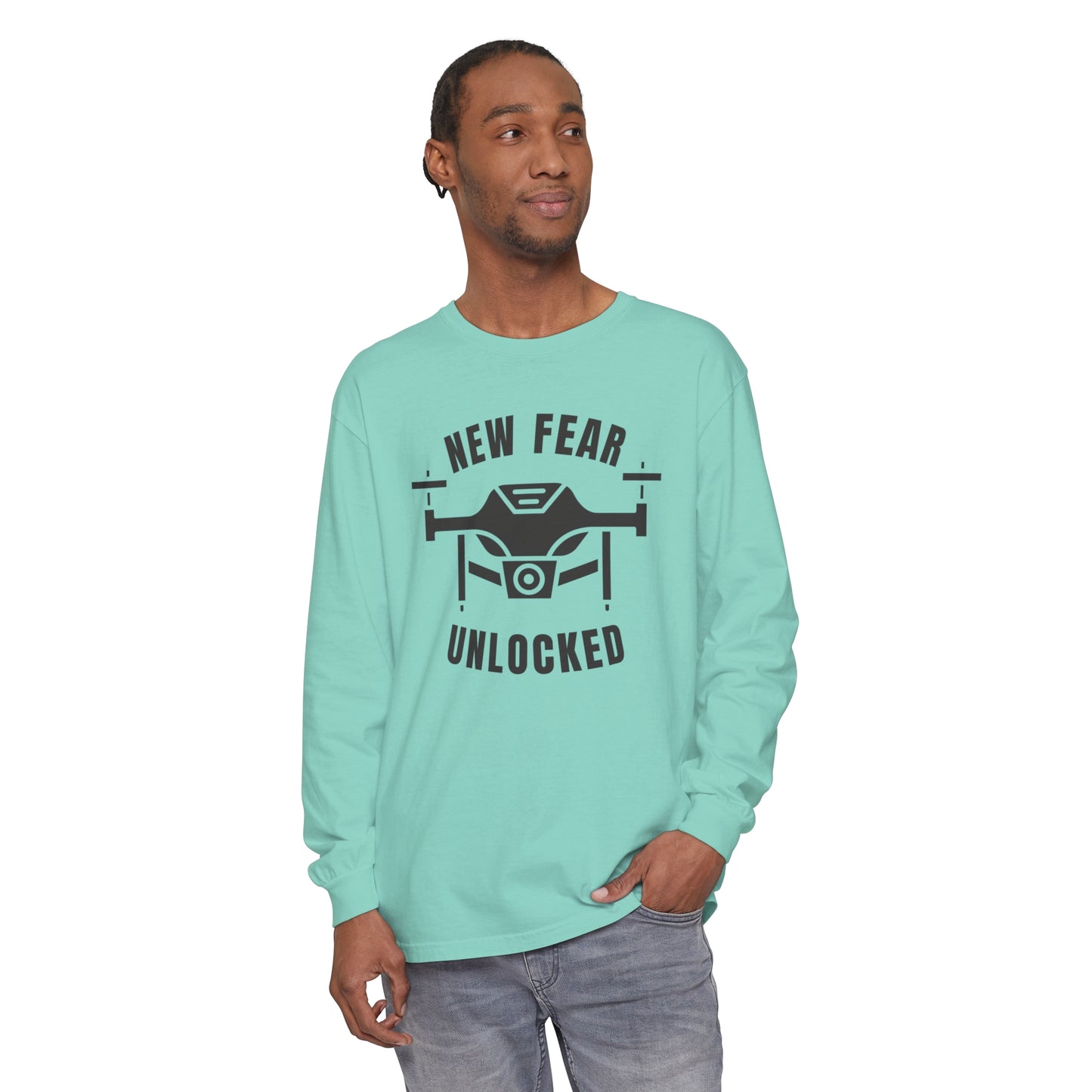 Comfort Colors Long Sleeve T-Shirt | Garment-Dyed Cotton & "New Fear Unlocked" Design - Joyful Moments Market