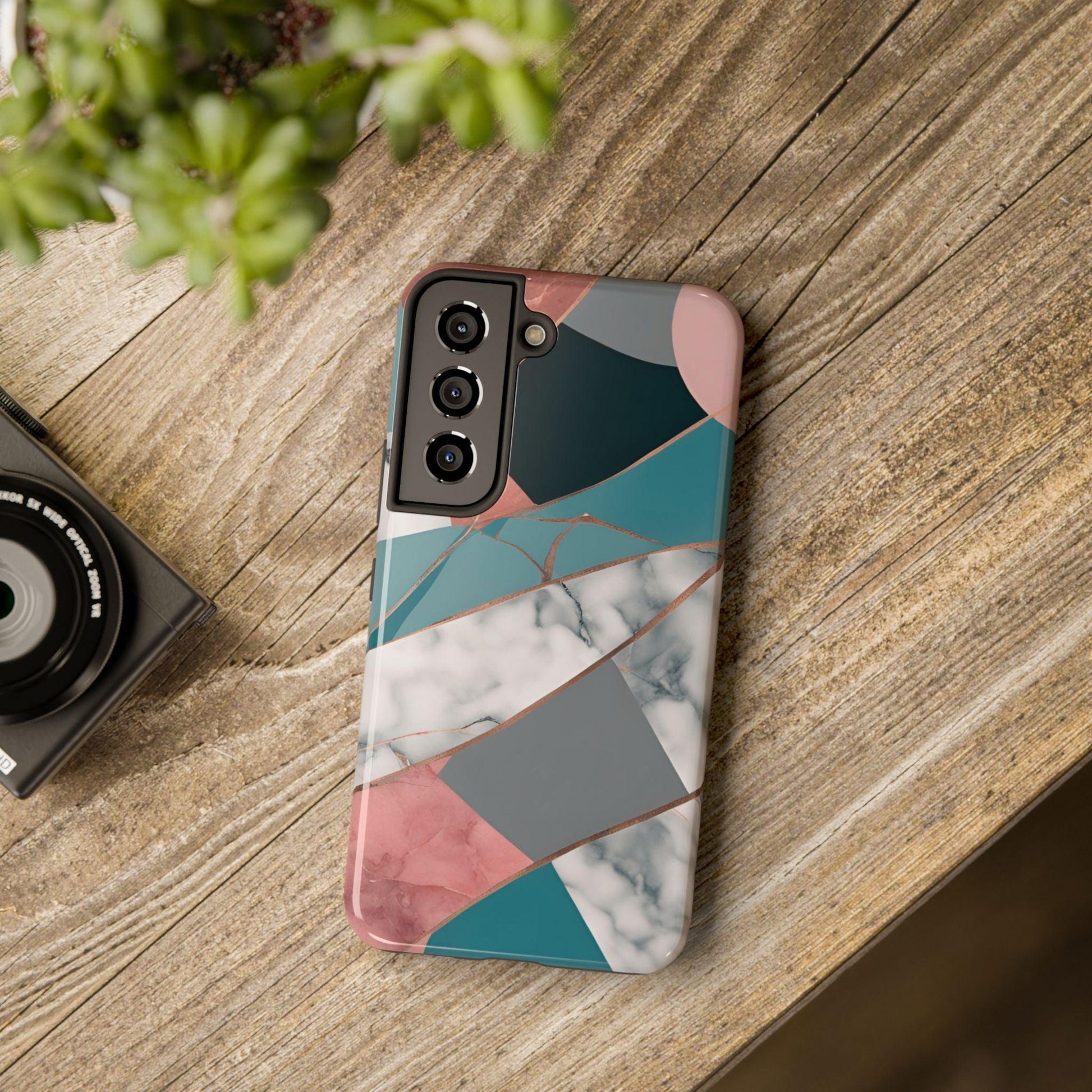 Marble Teal & Pink Phone Case | Funky Modern Design for iPhone & Samsung - Joyful Moments Market