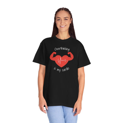 Comfort Colors Overthinking Tee | Soft Garment-Dyed Cotton with Quirky Heart Muscle Graphic - Joyful Moments Market