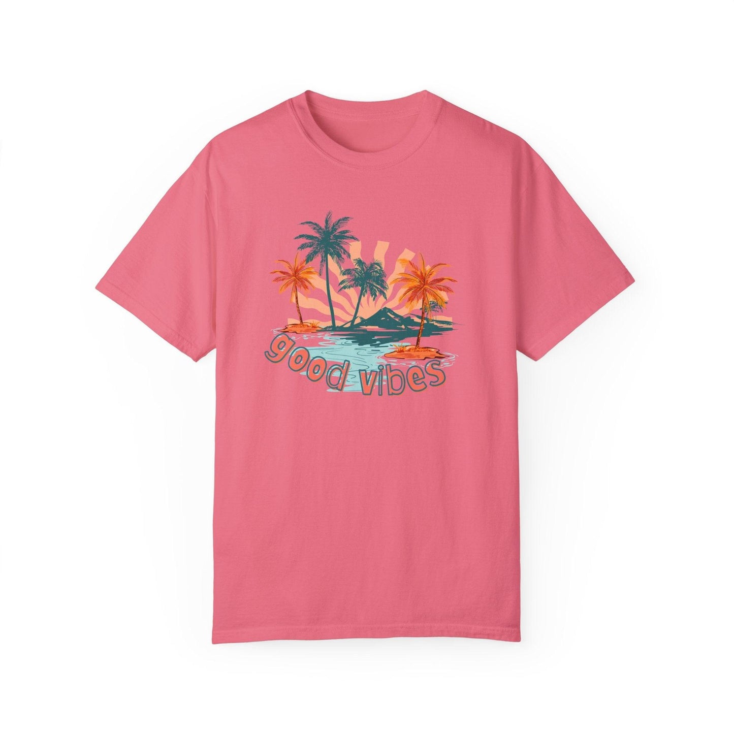 Comfort Colors Palm Sunrise Tee | Soft Garment-Dyed Cotton for Beach Vibes - Joyful Moments Market