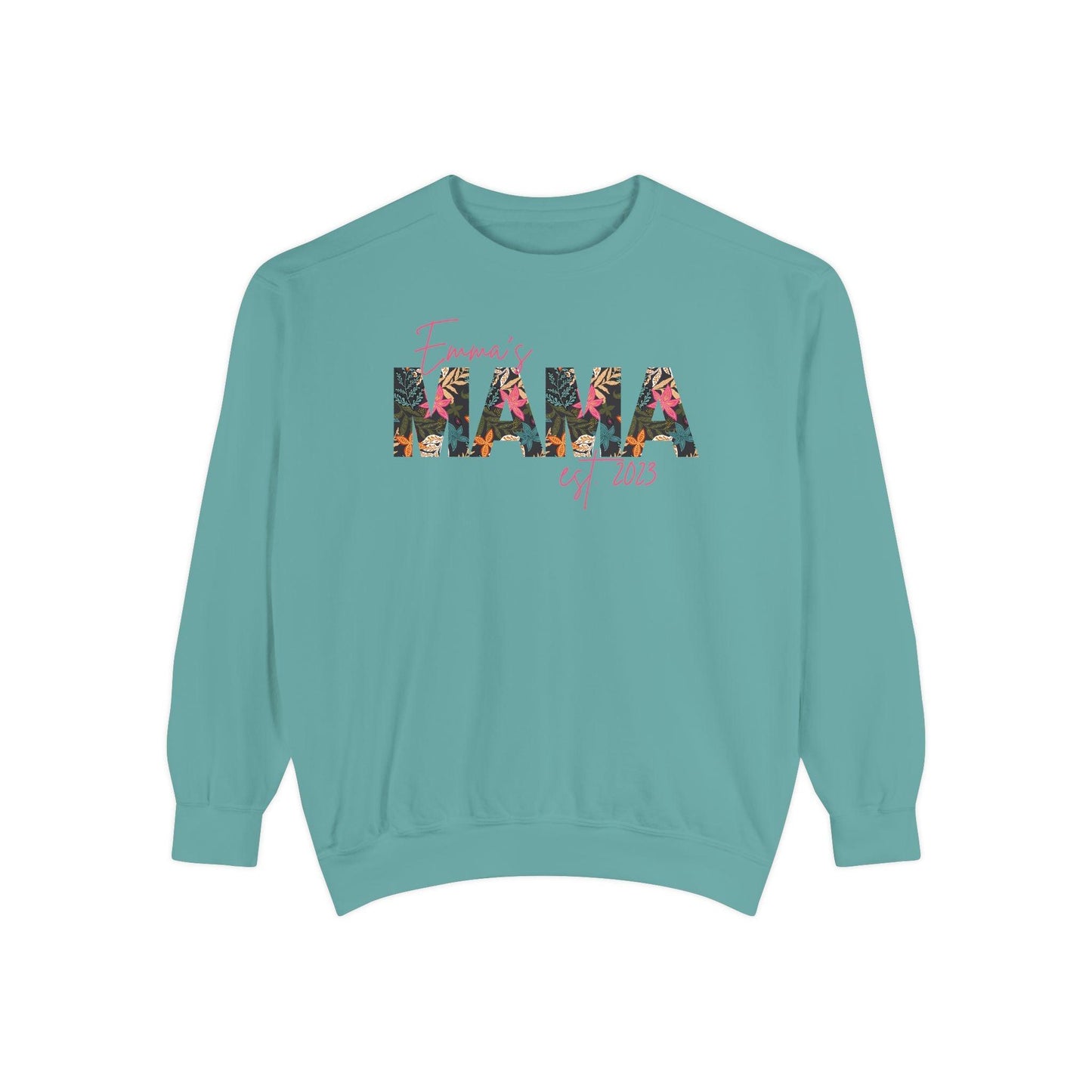 Customizable Comfort Colors Tropical Mama Sweatshirt | Personalized Gift for Beach-Loving Moms - Joyful Moments Market