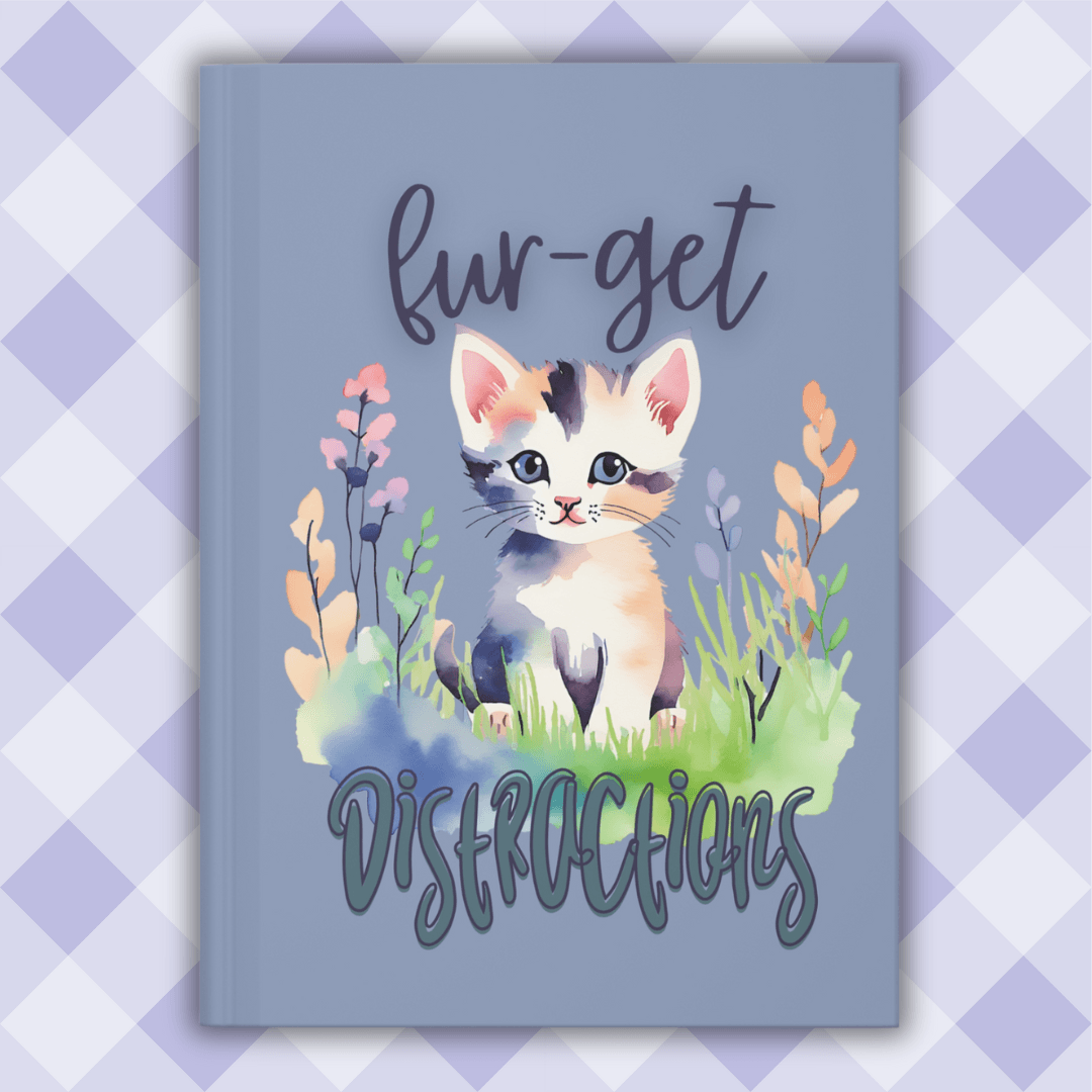 Fur-get Distractions Cat Journal | Purple Hardcover for Goal Setting - Joyful Moments Market