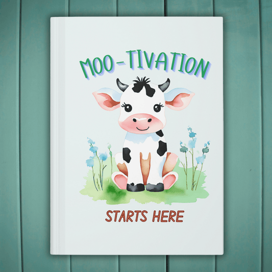 Moo-tivation Cow Journal | Light Blue Hardcover for Goals and Inspiration - Joyful Moments Market