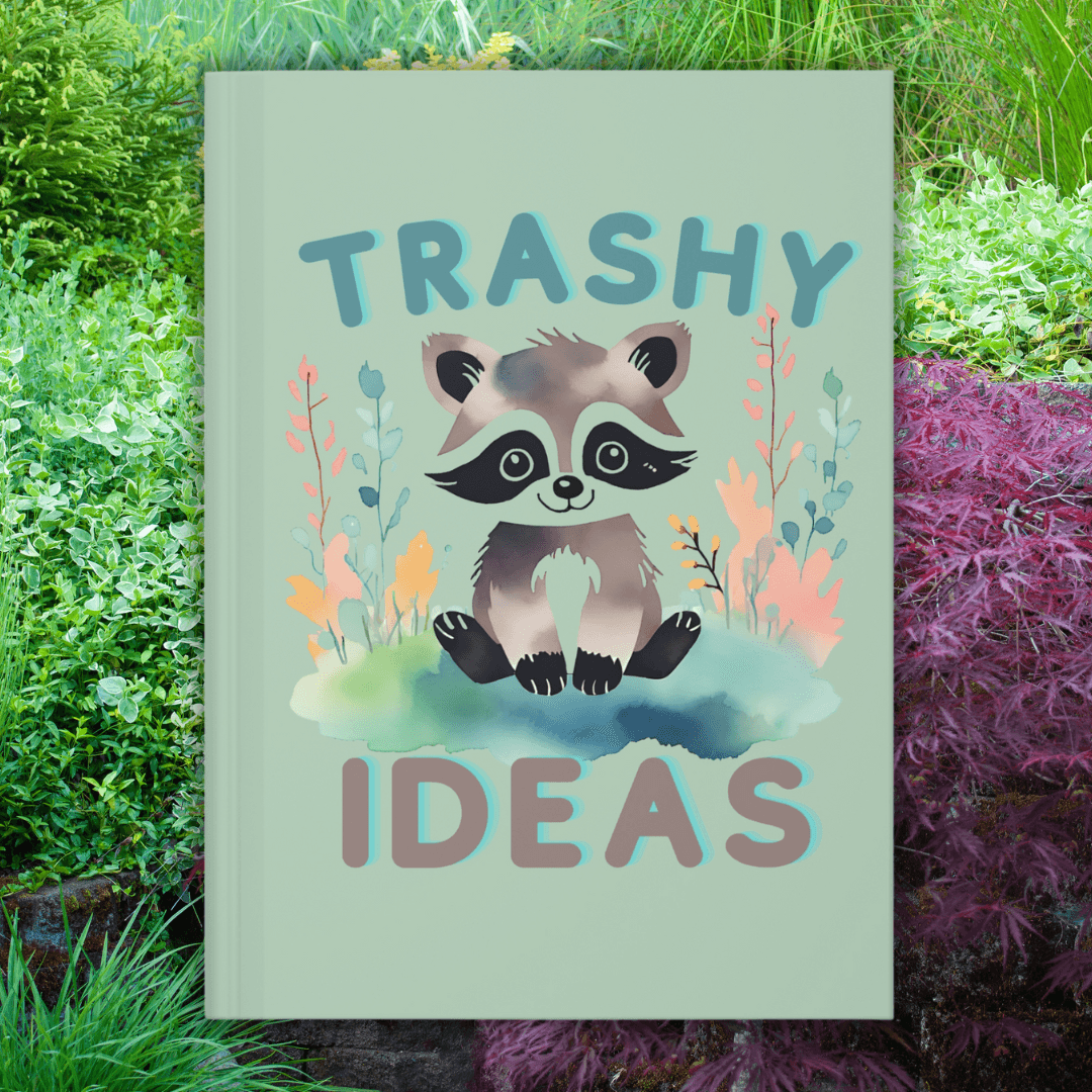 Trashy Ideas Raccoon Journal | Fun Sage Green Hardcover Notebook - Joyful Moments Market