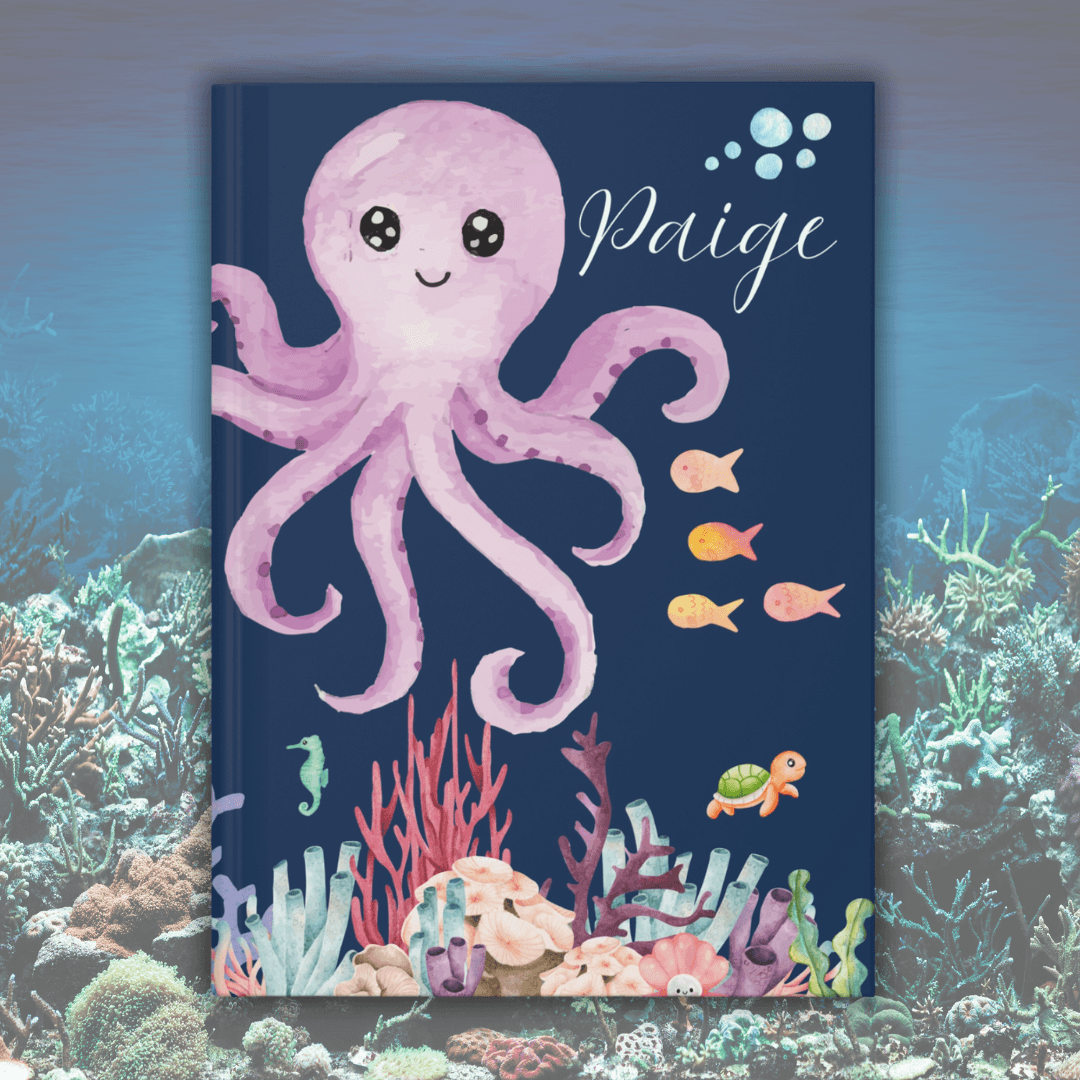 Personalized Under the Sea Journal | Watercolor Marine Life Design with Custom Name - Joyful Moments Market